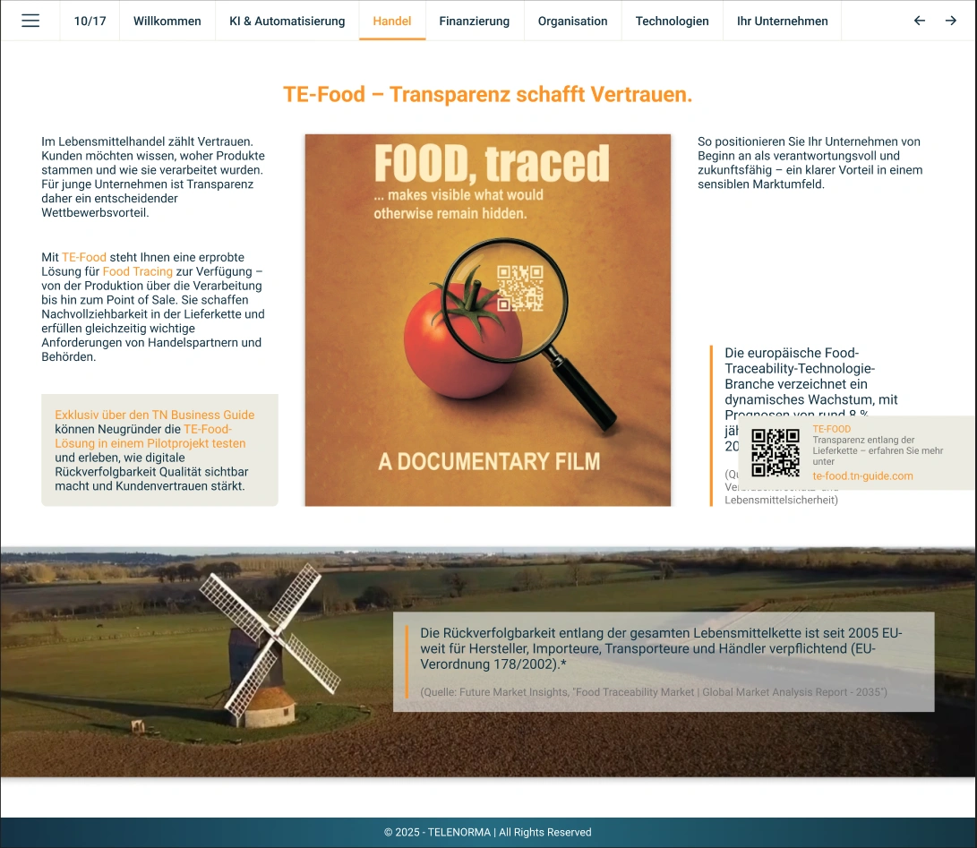 TE-Food – Transparenz schafft Vertrauen.